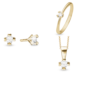 8 kt guld smykkesæt, Mary serien by Aagaard med ialt 0,40 ct labgrown diamanter